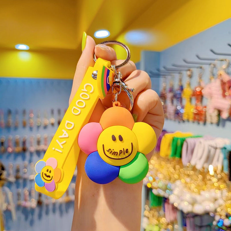 Wholesale Sunflower Soft Rubber Doll Keychain
